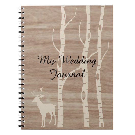 Rustic Birch Trees and Deer Wedding Journal Notitieboek (Voorkant)