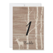 Rustic Birch Trees and Deer Wedding Table Number