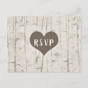 Rustic Birch Wood bruiloft Rsvp Buffet Uitnodiging Briefkaart