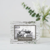 Rustic Birch Wood Kerstfoto Briefkaart (Staand voorkant)