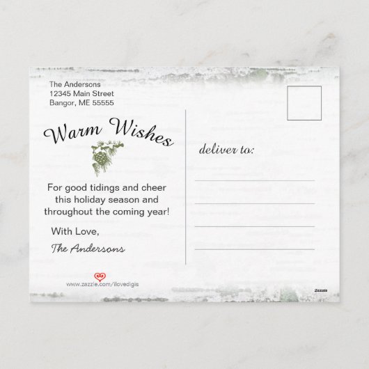 Rustic Birch Wood Kerstfoto Briefkaart (Achterkant)