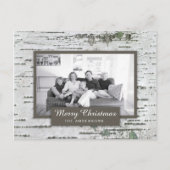 Rustic Birch Wood Kerstfoto Briefkaart (Voorkant)