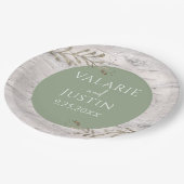 Rustic Birch Wood Sage Green Wedding Paper Borden Papieren Bordje (Gekanteld)