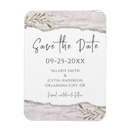 Rustic Birch Wood Save the Date bruiloft Magneet
