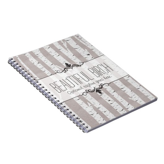 Rustic Birch Wood Trees & Branches Natural Modern Notitieboek (Rechterzijde)