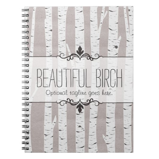 Rustic Birch Wood Trees & Branches Natural Modern Notitieboek (Voorkant)