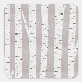 Rustic Birch Wood Trees & Branches Natural Modern Vierkante Sticker