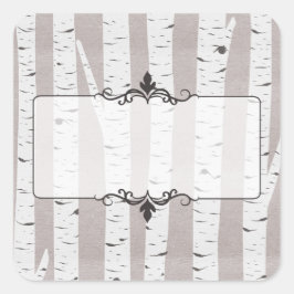 Rustic Birch Wood Trees & Branches Natural Modern Vierkante Sticker