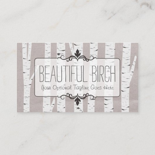 Rustic Birch Wood Trees & Branches Natural Modern Visitekaartje (Achterkant)