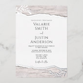 Rustic Birch Wood Wedding Folie Uitnodiging (Voorkant)