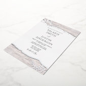 Rustic Birch Wood Wedding Folie Uitnodiging (Gedraaid)