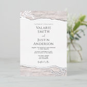 Rustic Birch Wood Wedding Folie Uitnodiging (Staand Voorkant)
