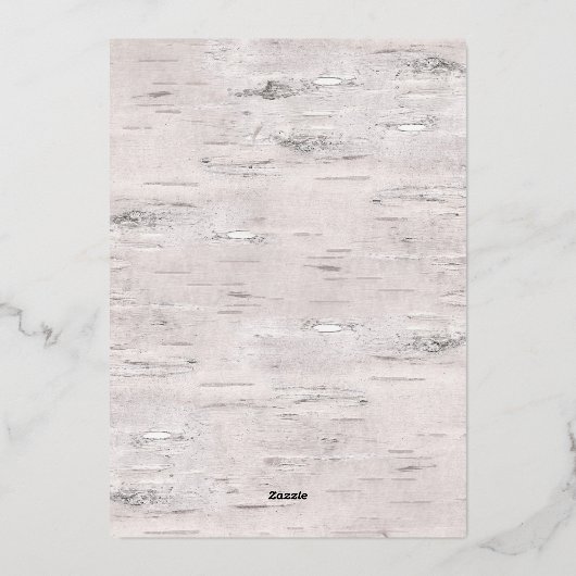 Rustic Birch Wood Wedding Folie Uitnodiging (Achterkant)
