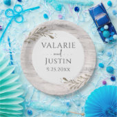 Rustic Birch Wood Wedding Papieren Bordje (Feest)