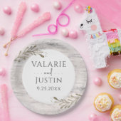 Rustic Birch Wood Wedding Papieren Bordje (Feest)