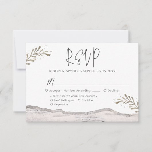 Rustic Birch Wood Wedding RSVP (Voorkant)