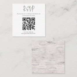 Rustic Birch Wood Wedding Square Visitekaartje