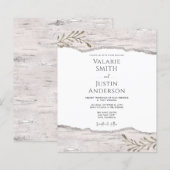 Rustic Birch Wood Wedding Uitnodiging (Voorkant / Achterkant)