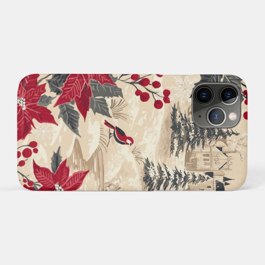 Rustic Bird en Poinsettia kerstpatroon (12) Case-Mate iPhone Case (Achterkant (horizontaal))