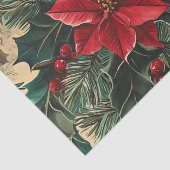 Rustic Bird en Poinsettia kerstpatroon (12) Tissuepapier (Detail)