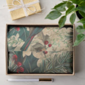 Rustic Bird en Poinsettia kerstpatroon (12) Tissuepapier (Geschenk)