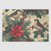 Rustic Bird en Poinsettia kerstpatroon (12) Tissuepapier (Voorkant)