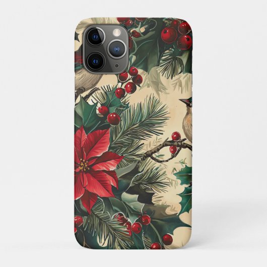 Rustic Bird en Poinsettia kerstpatroon (13) Case-Mate iPhone Case (Achterkant)