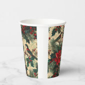 Rustic Bird en Poinsettia kerstpatroon (13) Papieren Bekers (Rechts)