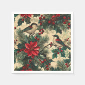 Rustic Bird en Poinsettia kerstpatroon (13) Servet (Voorkant)