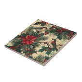 Rustic Bird en Poinsettia kerstpatroon (13) Tegeltje (Zijkant)