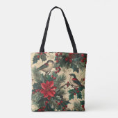 Rustic Bird en Poinsettia kerstpatroon (13) Tote Bag (Achterkant)