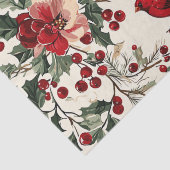 Rustic Bird en Poinsettia kerstpatroon (14) Tissuepapier (Detail)