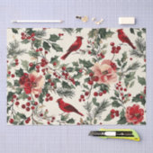 Rustic Bird en Poinsettia kerstpatroon (14) Tissuepapier (Craft)