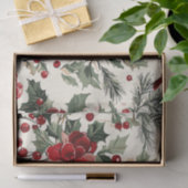 Rustic Bird en Poinsettia kerstpatroon (14) Tissuepapier (Geschenk)