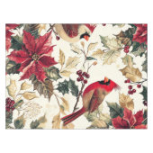 Rustic Bird en Poinsettia kerstpatroon (15) Tafelkleed (Voorkant (Horizontaal))
