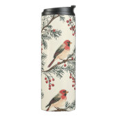 Rustic Bird en Poinsettia kerstpatroon (16) Thermosbeker (Gedraaid links)