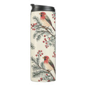 Rustic Bird en Poinsettia kerstpatroon (16) Thermosbeker (Geroteerd rechts)