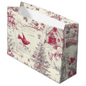 Rustic Bird en Poinsettia kerstpatroon (17) Groot Cadeauzakje (Voorkant Gekanteld)