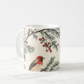 Rustic Bird en Poinsettia kerstpatroon (17) Koffiemok (Voorkant links)