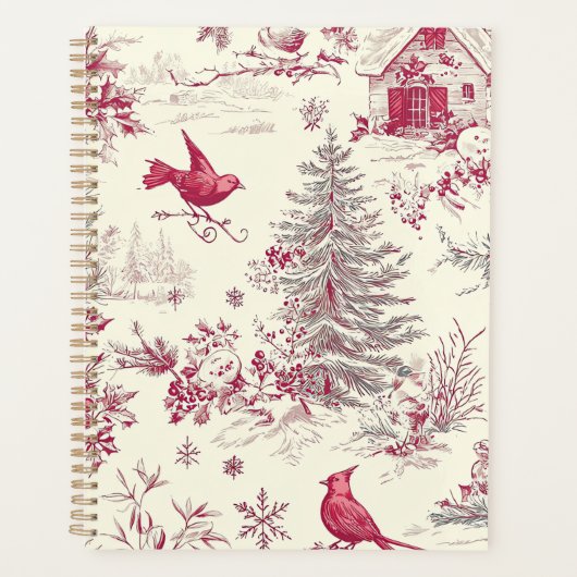 Rustic Bird en Poinsettia kerstpatroon (17) Planner (Voorkant)