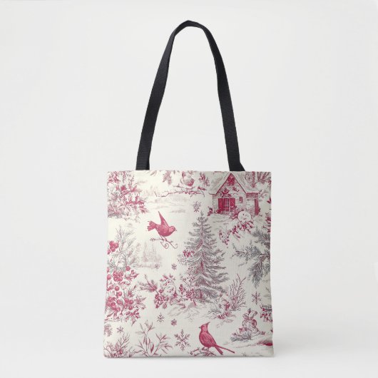 Rustic Bird en Poinsettia kerstpatroon (17) Tote Bag (Voorkant)