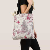 Rustic Bird en Poinsettia kerstpatroon (17) Tote Bag (Dichtbij)