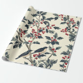 Rustic Bird en Poinsettia kerstpatroon (18) Cadeaupapier (Uitgerold)