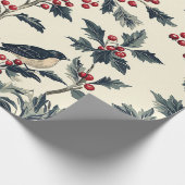 Rustic Bird en Poinsettia kerstpatroon (18) Cadeaupapier (Hoek)
