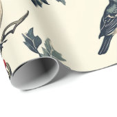 Rustic Bird en Poinsettia kerstpatroon (18) Cadeaupapier (Rol Hoek)