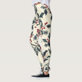 Rustic Bird en Poinsettia kerstpatroon (18) Leggings (Links)