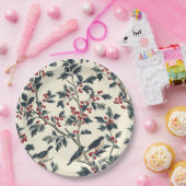 Rustic Bird en Poinsettia kerstpatroon (18) Papieren Bordje (Feest)