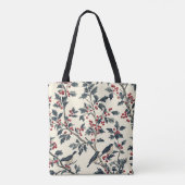 Rustic Bird en Poinsettia kerstpatroon (18) Tote Bag (Achterkant)