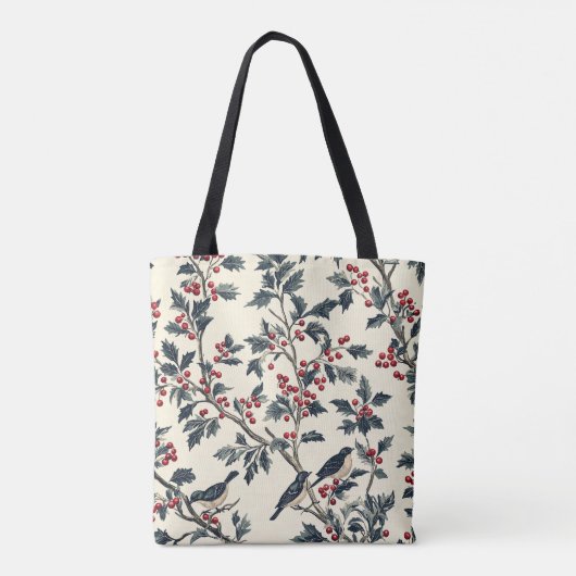 Rustic Bird en Poinsettia kerstpatroon (18) Tote Bag (Achterkant)