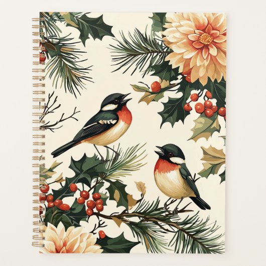 Rustic Bird en Poinsettia kerstpatroon (21) Planner (Voorkant)